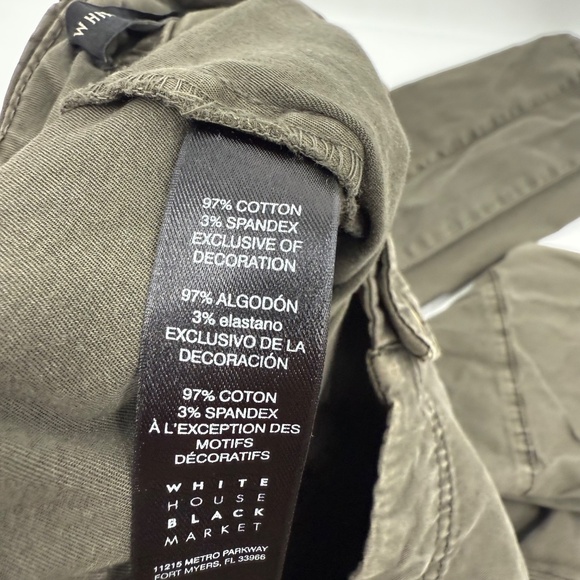 White House Black Market Pants Women 8 Green Slim Crop Utility Y2K Embroidered - Picture 8 of 14